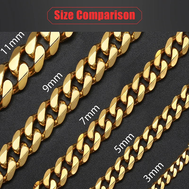 Women's Men's Bracelet Stainless Steel Cuban Link Chain Bracelets Gold Color Silver Color Fashion Wholesale Jewelry KBB10