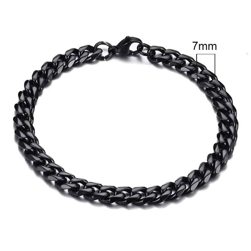 New Sliver Color Cuban Chain Charm Bracelet For Men Women High Quality Stainless Steel Hand Chain Punk Bracelets Jewelry Gift